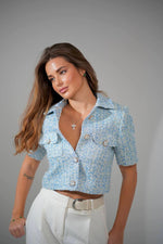 Tweed Jacket Short Sleeve BLUE