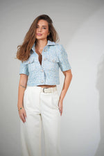 Tweed Jacket Short Sleeve BLUE