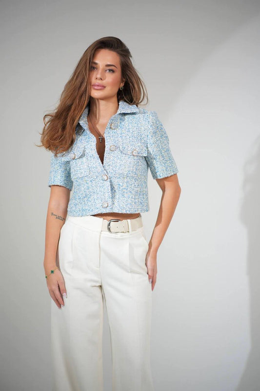 Tweed Jacket Short Sleeve BLUE