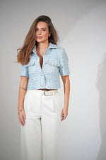Tweed Jacket Short Sleeve BLUE
